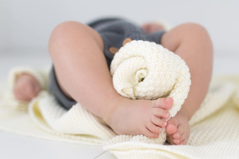 knit soft organic cotton baby girl boy shower gift newborn birth baby toddler blanket birth announcement Baby blanket Rice Grain M size