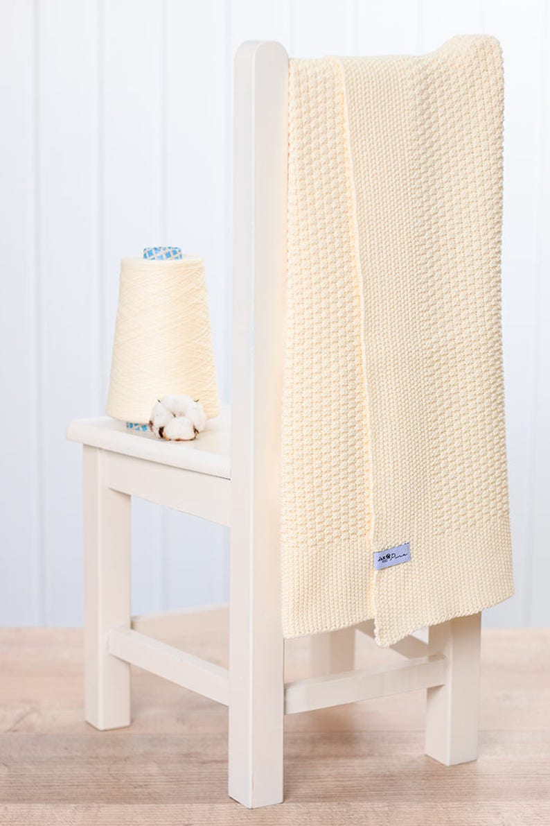 knit soft organic cotton baby girl boy shower gift newborn birth baby toddler blanket birth announcement Baby blanket Rice Grain M size