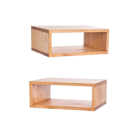Pair Of Floating Nightstand Floating Bedside Table Pine Wood Etsy