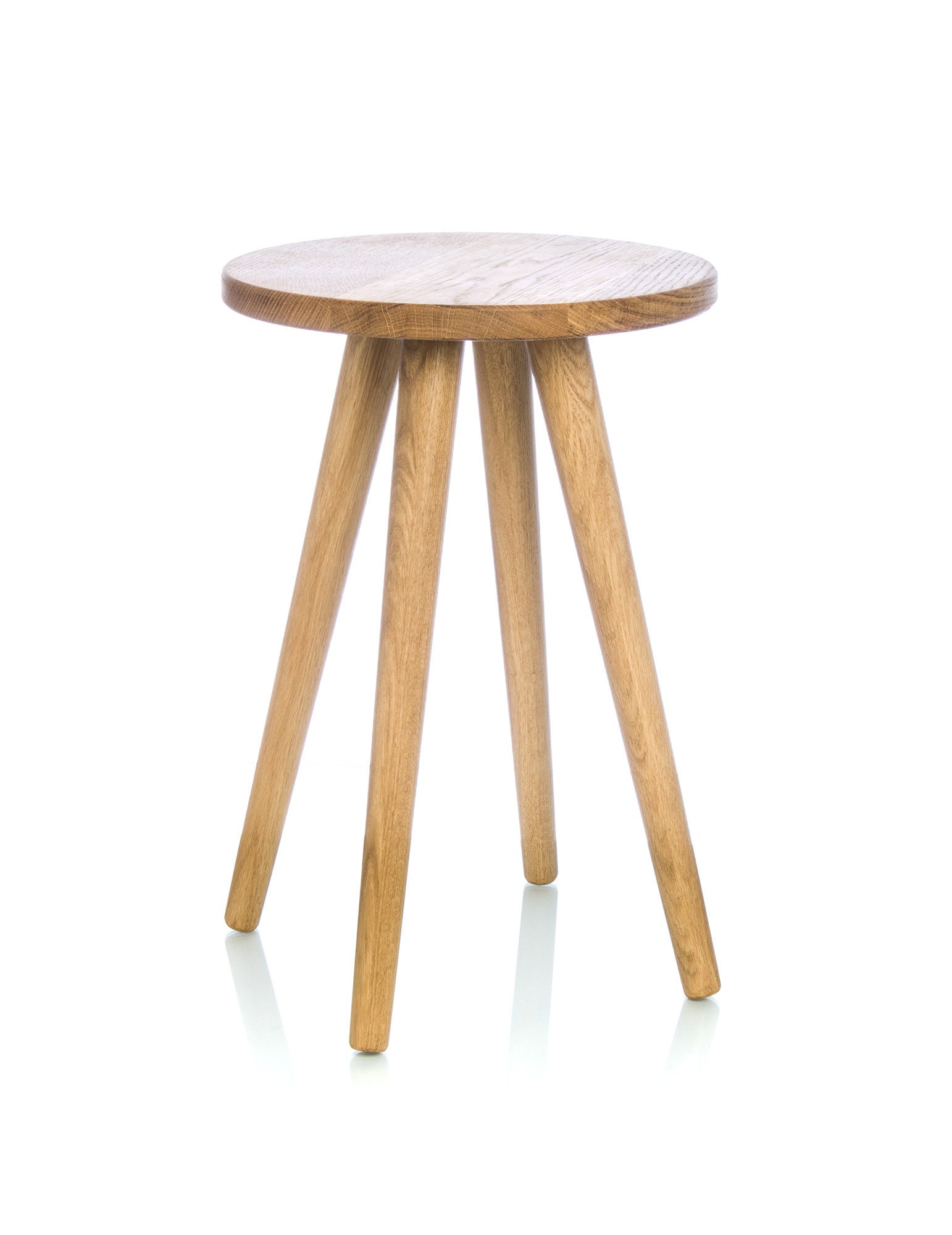 4 Legs PINE Wood Stool Round Mid century modern OAK stool Etsy