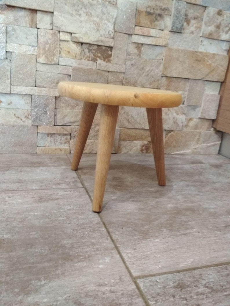 Mid Century Modern Pflanze Stehen Hocker Kiefer Round Top Mit 3 Beinen Holz Pflanze Pflanze Stehen Retro Home Decor