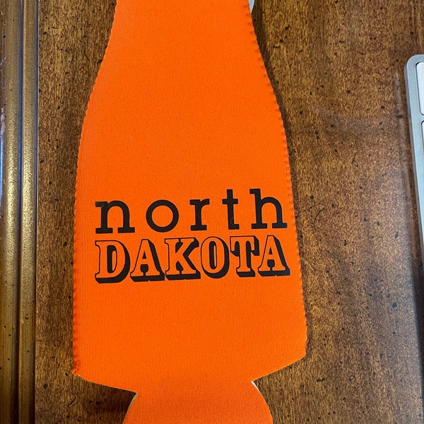 Bottle coolie neoprene zipper back North Dakota