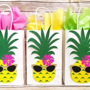 Pineapple Flamingo Party Favor Bags Goody Bags, Birthday, Baby Shower, Candy Bags, Summer, Hawaiian, pineapple decor image 2