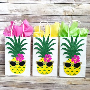 Pineapple Flamingo Party Favor Bags Goody Bags, Birthday, Baby Shower, Candy Bags, Summer, Hawaiian, pineapple decor image 4