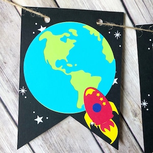 Space ONE High Chair Banner First Birthday, Party, Moon, Rocket, Planets image 4