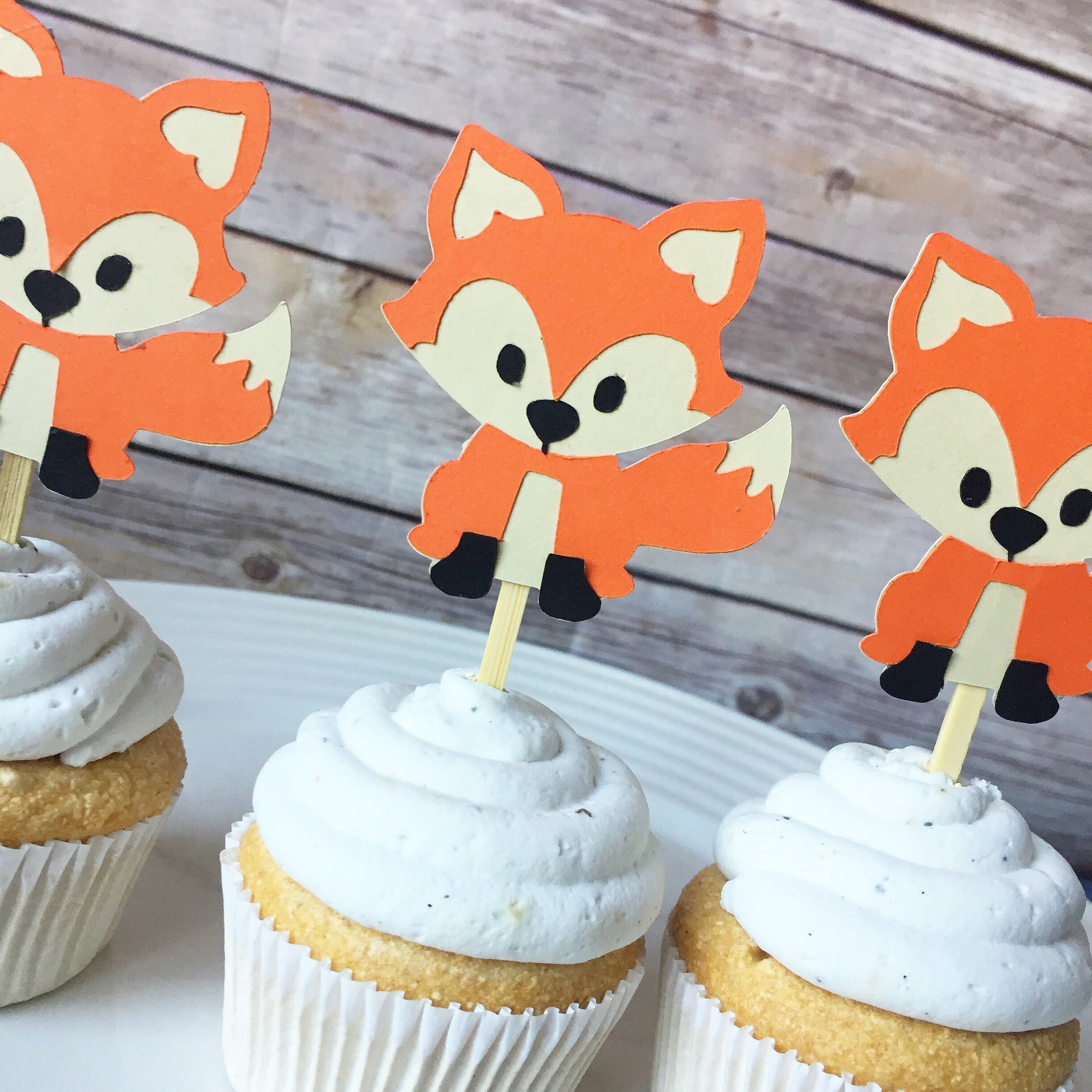 Woodland Fox Cupcake Toppers Fox Baby Shower Woodland Etsy
