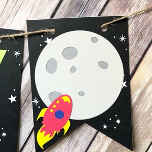 Space ONE High Chair Banner First Birthday, Party, Moon, Rocket, Planets image 5