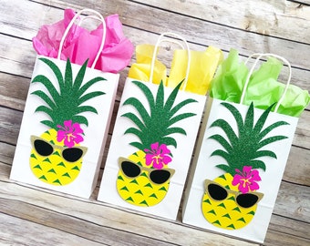 Pineapple Flamingo Party Favor Bags - Goody Bags, Birthday, Baby Shower, Candy Bags, Summer, Hawaiian, pineapple decor