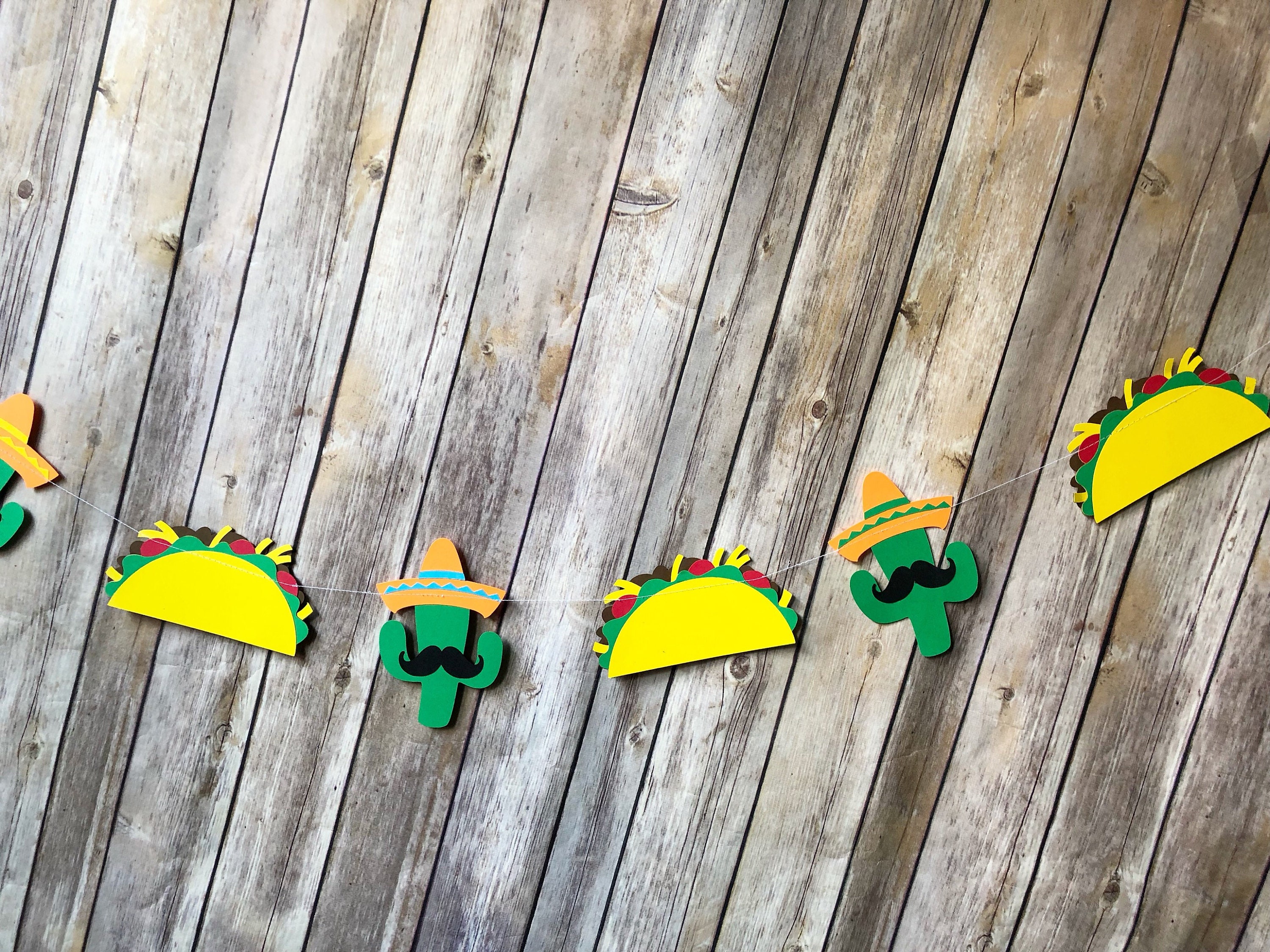 Fiesta Taco & Cactus Mustache Garland Mexican Party Taco Etsy