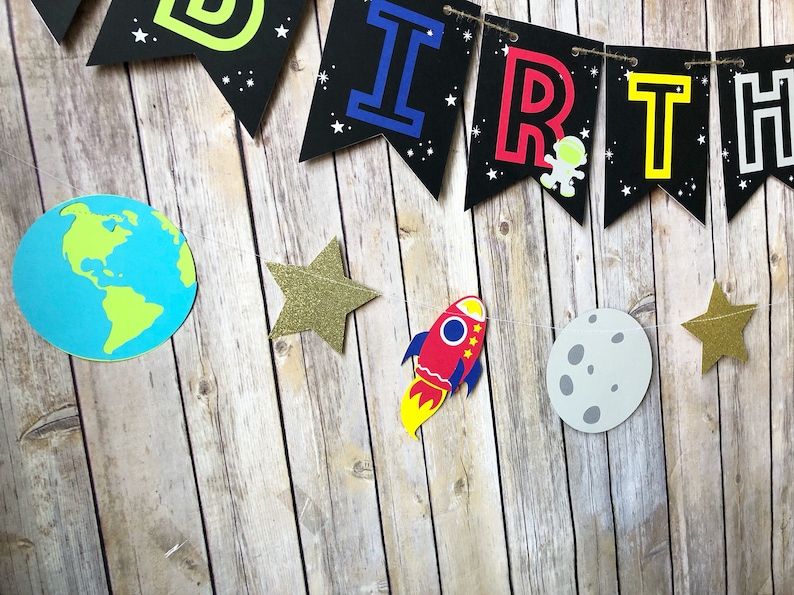 Space ONE High Chair Banner First Birthday, Party, Moon, Rocket, Planets image 7