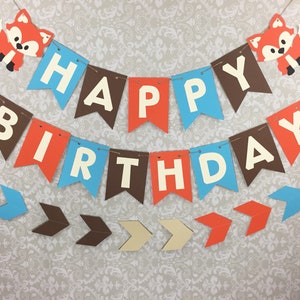 Editable Fox Happy Birthday Wall Banner, Woodland Fox Bunting Party De –  Cute Party Dash