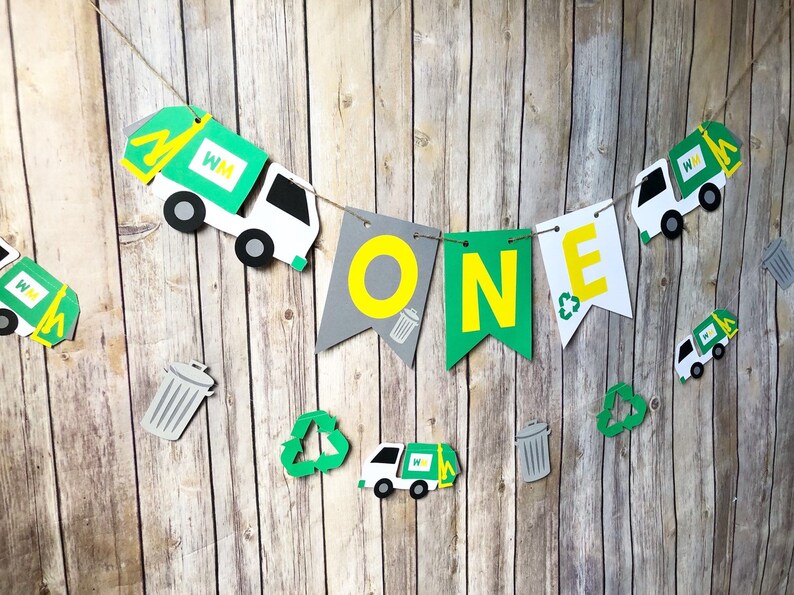 First Birthday Garbage Truck High Chair Banner Blippi Party Trash Truck Banners Signs Paper Party Supplies Minyamarket Com
