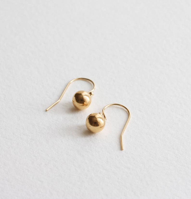 Gold Ball Earrings Dainty Gold Bauble Earrings Minimal Etsy UK