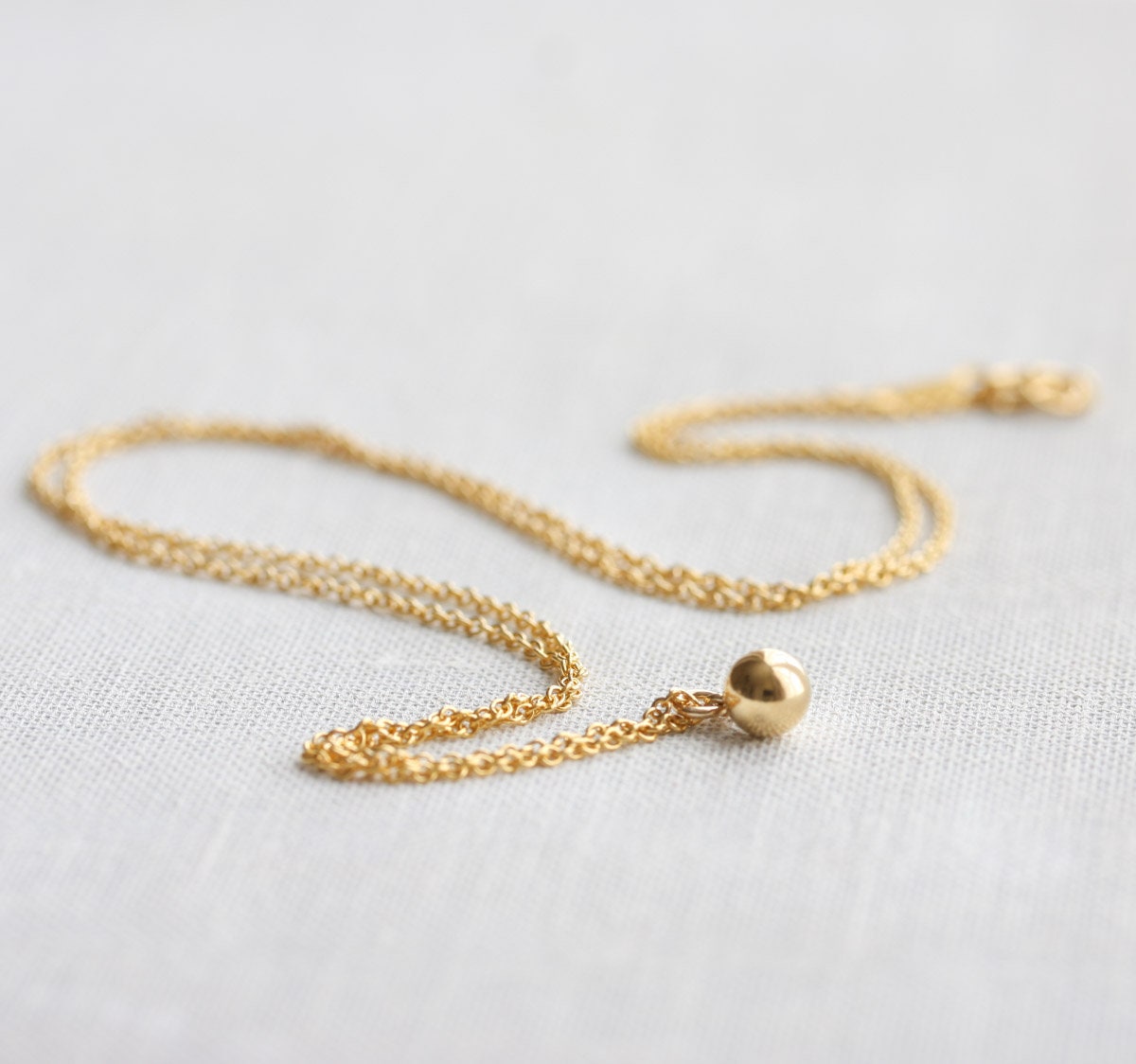 Gold ball necklace, Tiny charm necklace, Minimal gold necklace, 14k