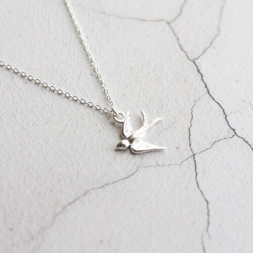 Gold Swallow Necklace Tiny Bird Pendant Dainty Gold Necklace - Etsy UK