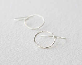 Small hammered circle earrings in sterling silver