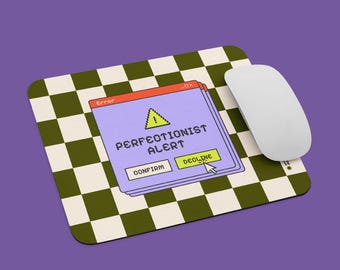 Perfectionistisch alert muismat | Bureaumat dambordborduurwerk | Retro pc-raamontwerp