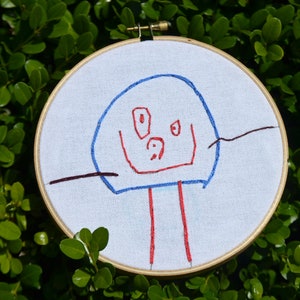 Custom Children&#39;s Drawing Recreated in Embroidery   Keep Sake