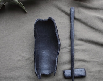 Beech  wood Tea Scoop Set: Rustic Tea Ceremony Chahé