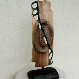 Abstract Wooden Sculpture. Sculpture for rooms interior. Wooden art objects. Fantasy art objects