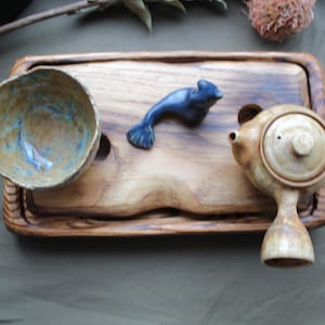 Schaal van essenhout voor de theeceremonie, theeplank voor gongfu, handgemaakte accessoires voor de theeceremonie, wabi sabi decoratie