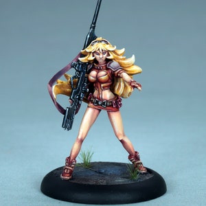 painted Rin Farrah Miniature, painted Soda Pop Miniature, painted female Infinity Miniature, Female Sci-fi Miniature, paint sniper Cyberpunk