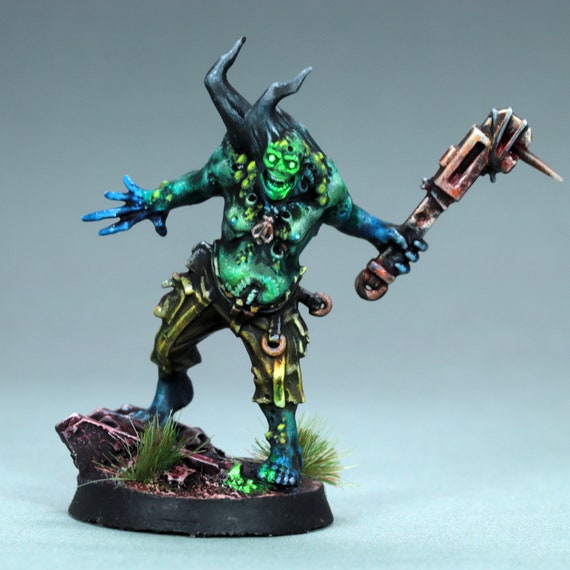 Painted Poxwalker Miniature, Painted Death Guard Poxwalker
