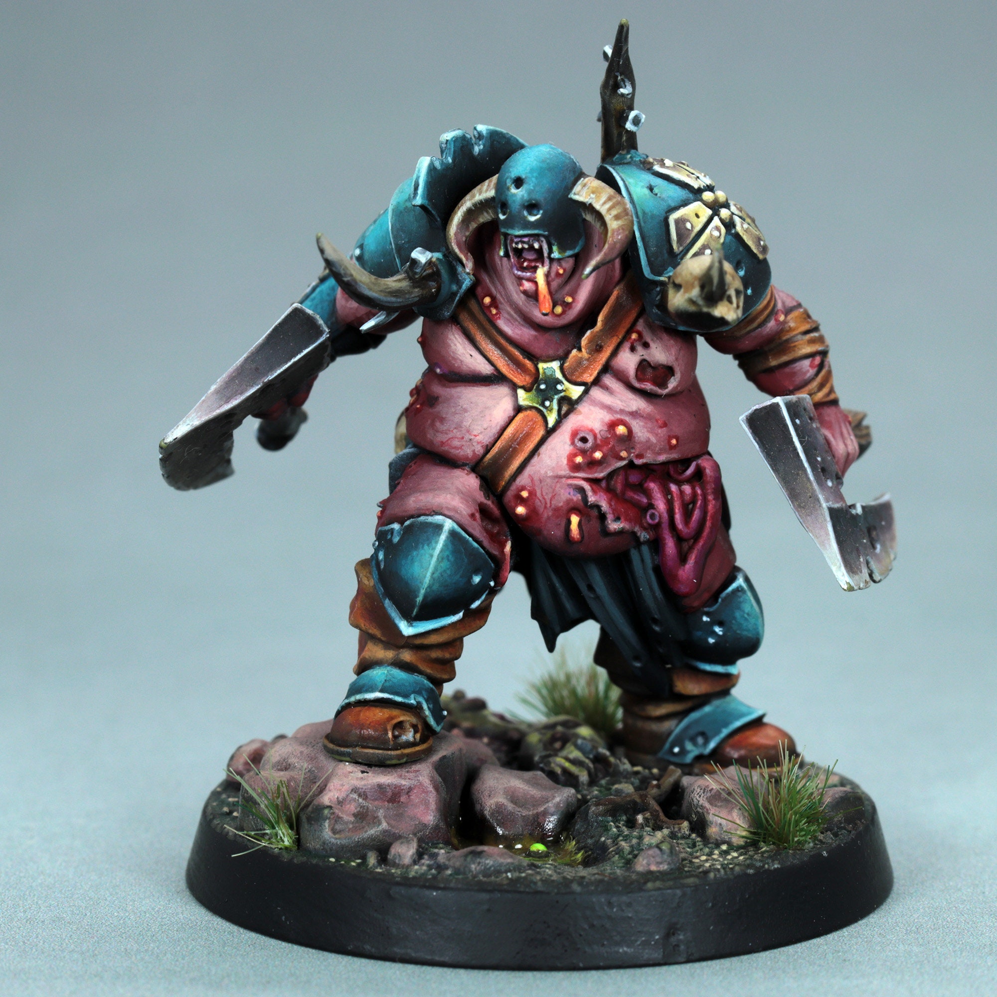 Painted Warcry Nurgle Miniature, Painted Ghulgoch the Butcher