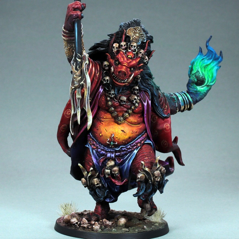 Painted Rising Sun Oni of Hate,painted Dnd Boar Demon Miniature,painted