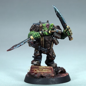 painted kommandos kill team, painted kommandos ork miniature, painted ork nobz,painted ork evil sunz,painted ork sergeant,warhammer 40k boyz