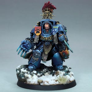 Painted Space Wolves Captain in Terminator Armour, painted Space Marines Captain miniature,Leviathan Captain Miniature,space wolf conversion