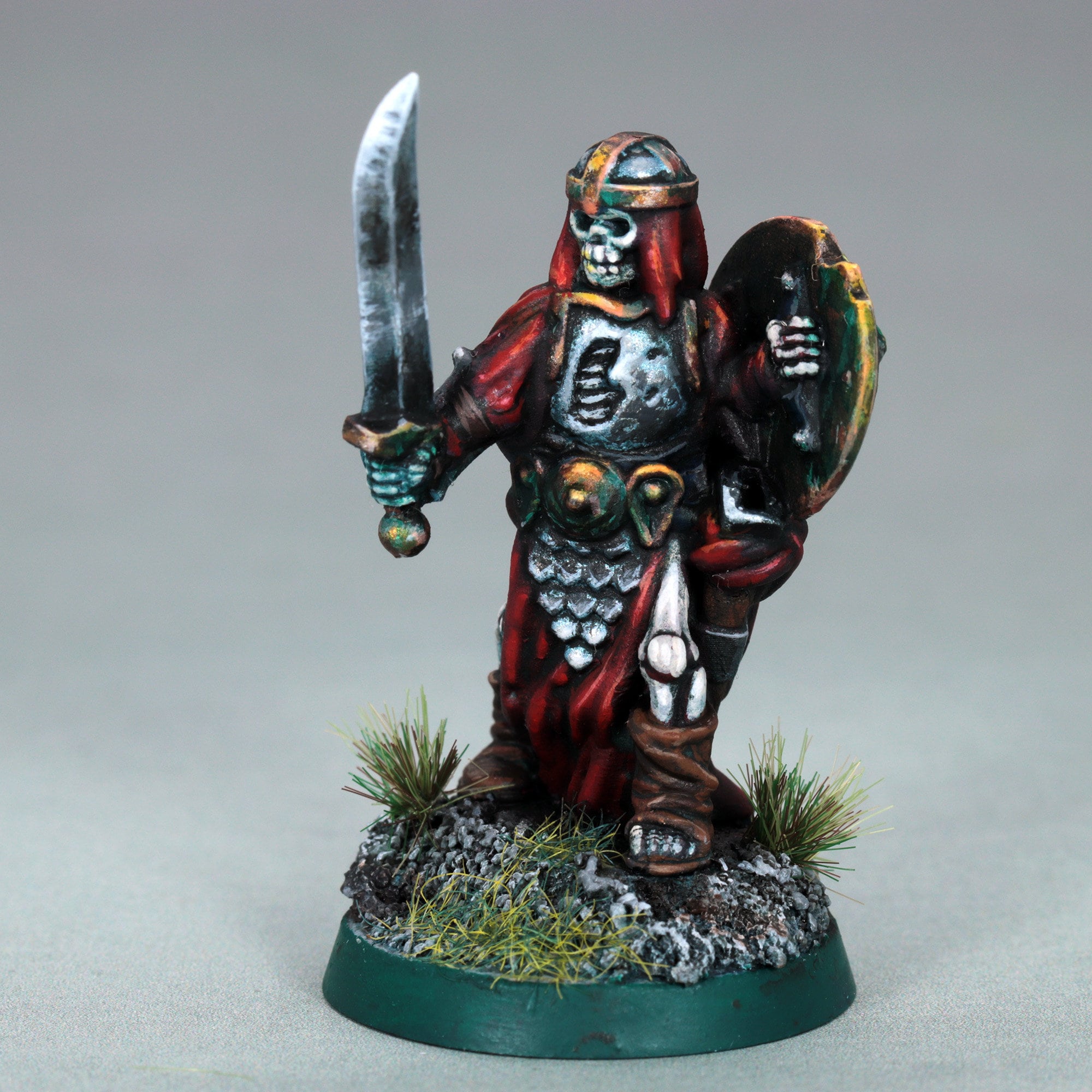 painted D&D skeleton Miniature, painted Skeleton with scimitar and shield, dnd Skeleton miniature, Dungeons and Dragons,undead DnD miniature