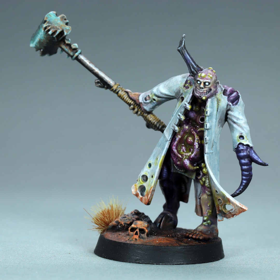 Painted Poxwalker With Mace, Painted Nurgle Soldier, Painted