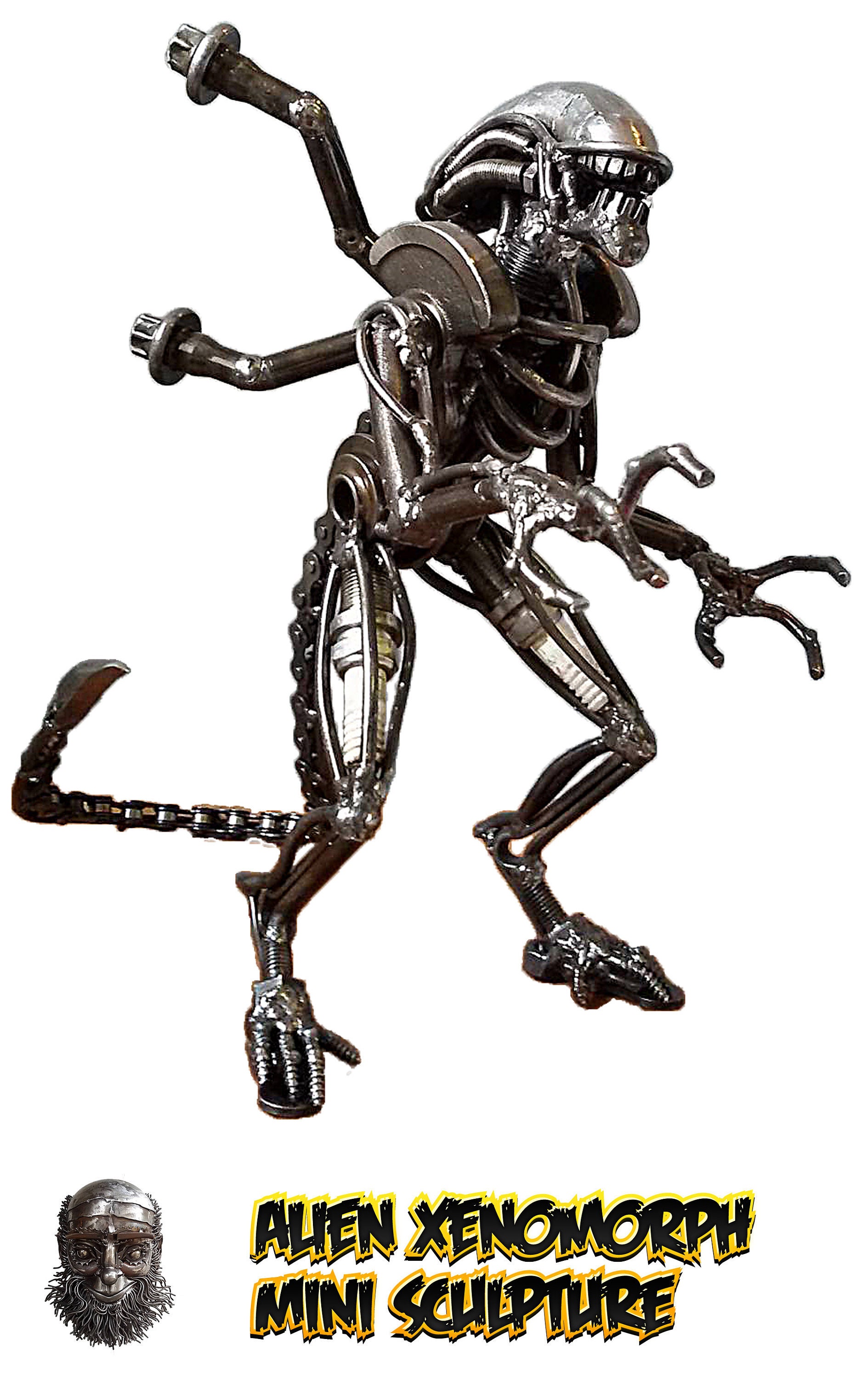 XENOMORPH METAL SCULPTURE Recycled art Steampunk Cyberpunk | Etsy