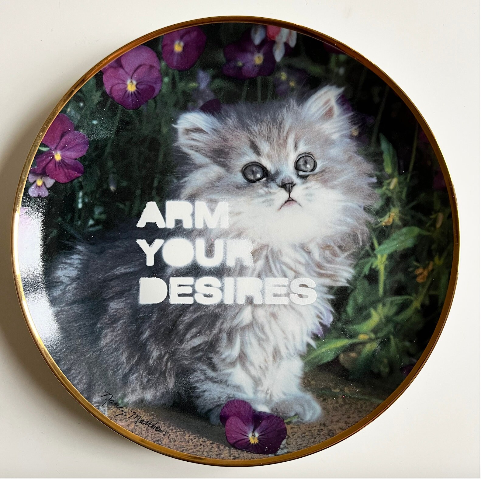 Assiette de Collection Chaton avec Le Pochoir Arm Your Desires