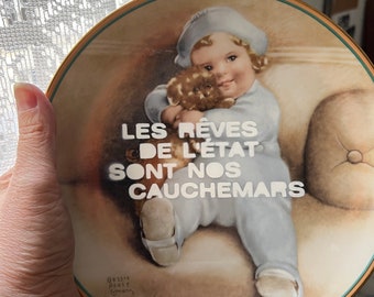 Assiette avec le pochoir LES RÊVES DE…