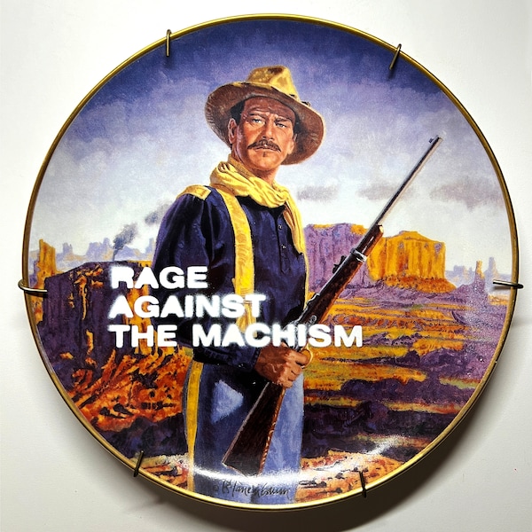 Assiette Western avec le pochoir RAGE AGAINST THE…