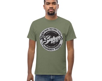 moto vintage, tee-shirt classique pour hommes