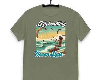 T-shirt classique de kitesurf rétro pour homme style océan