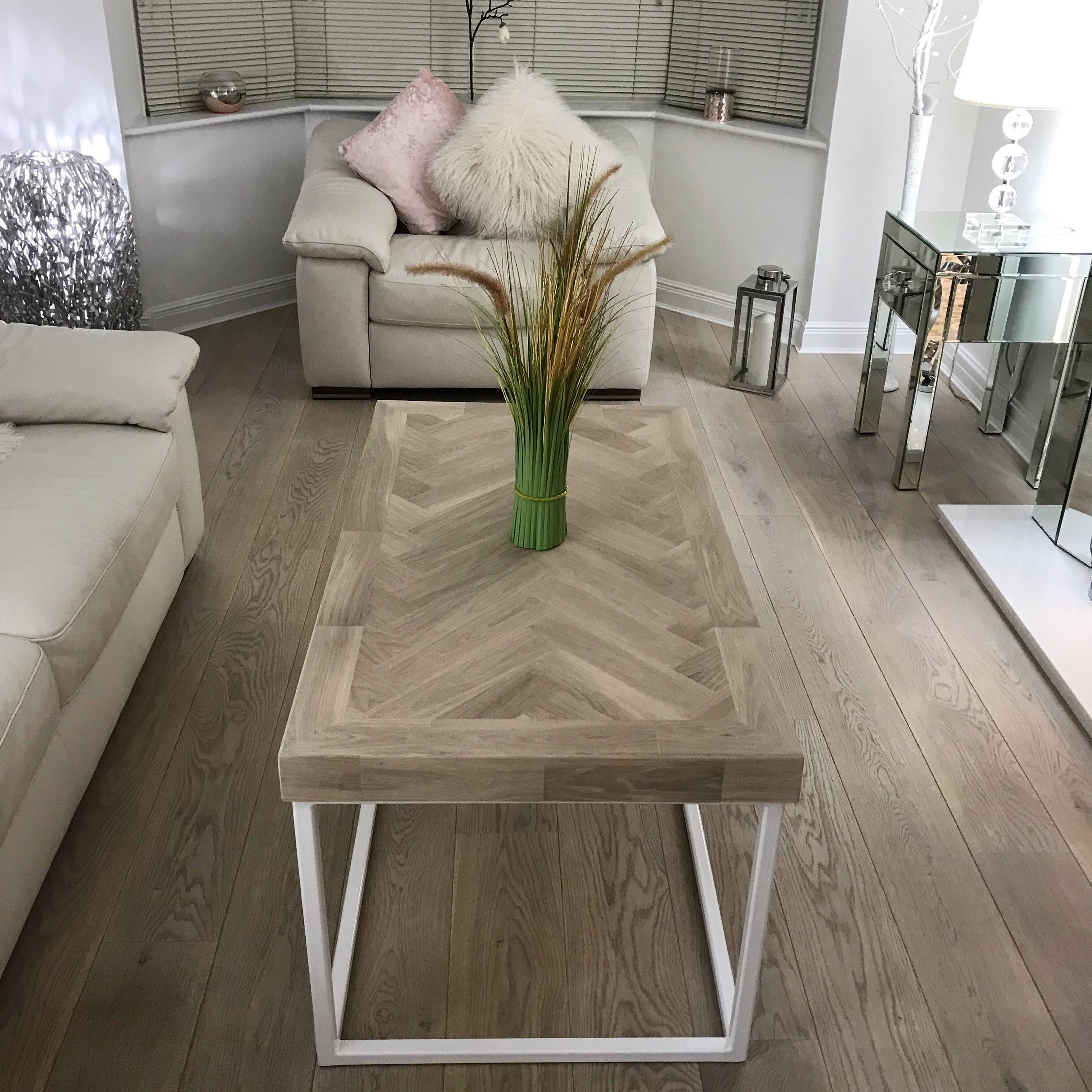 Oak herringbone coffee table Etsy