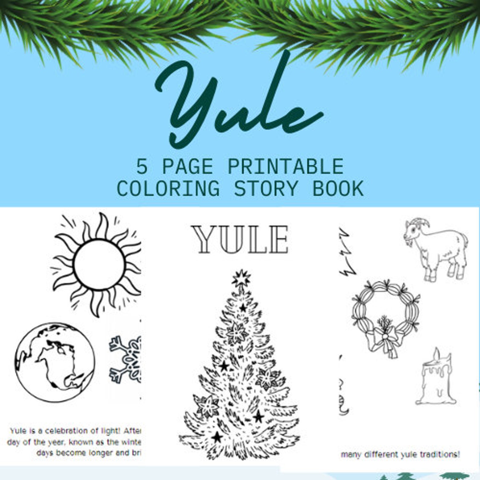 Yule Coloring Yule Printable Coloring Story Book - Etsy