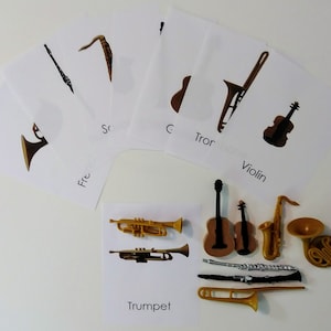 Monetessori Printable Figure Matching Flash Cards Safari Toob Musical Instruments