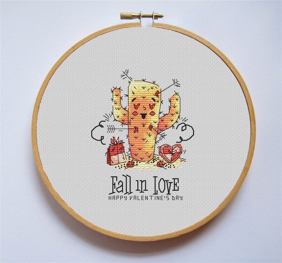 Cute Cactus Love Cross Stitch Pattern Valentine S Day Xstitch Sweet Heart Wedding Family Modern Pattern Wall Decor Pdf Instant Download