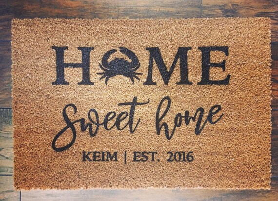 Home Sweet Home Doormat Personalized Welcome Mat Coir Doormat Custom Doormat Housewarming Gift Wedding Gift Custom Maryland Doormat
