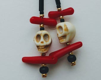 27."Happy skull",contemporary design ,funky dangle earrings"