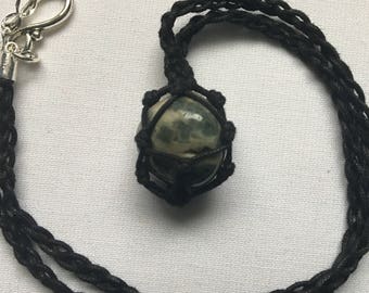 Ocean Jasper Necklace, Ocean Jasper Pendant, Worry Stone, Wrapped Ocean Jasper, Green Ocean Jasper, Meditation Stone, Heart Chakra