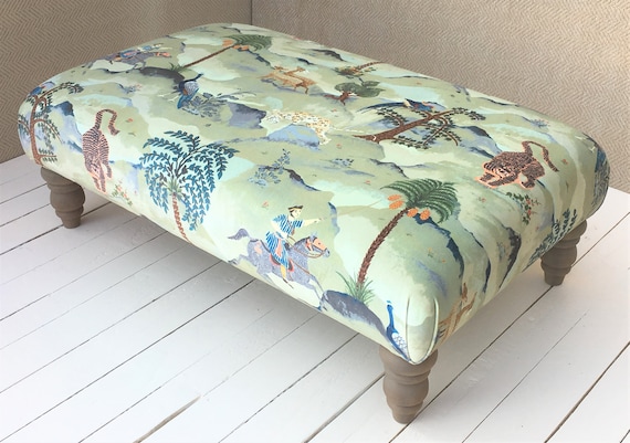 NEW LARGE Footstool in Warwick Anthropology Fabric Choose Fabric Colour & Legs 
