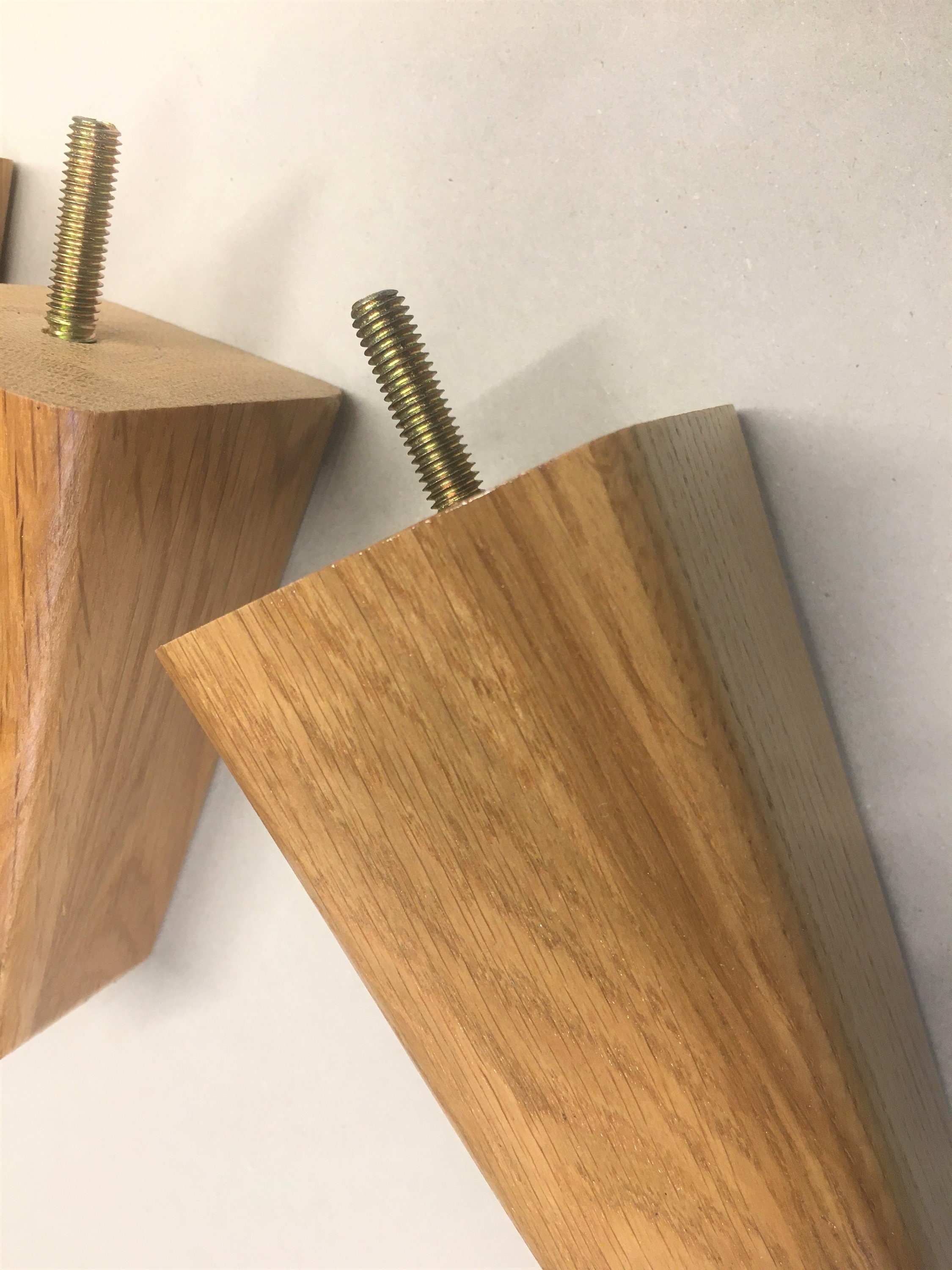 Set of 4 x varnished solid oak furniture legs / feet. Etsy