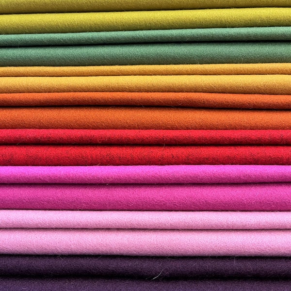 NEW RANGE - Classic Melton 100% wool fabric. 60 COLOURS! Upholstery, Crafts & Curtains. Samples, half or full meters