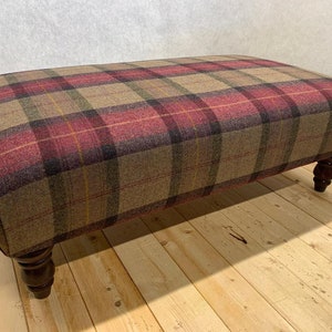 New handmade footstool in any Abraham Moon 100% wool fabric. Choose fabric, size & legs Can be made in any Moon fabric image 9